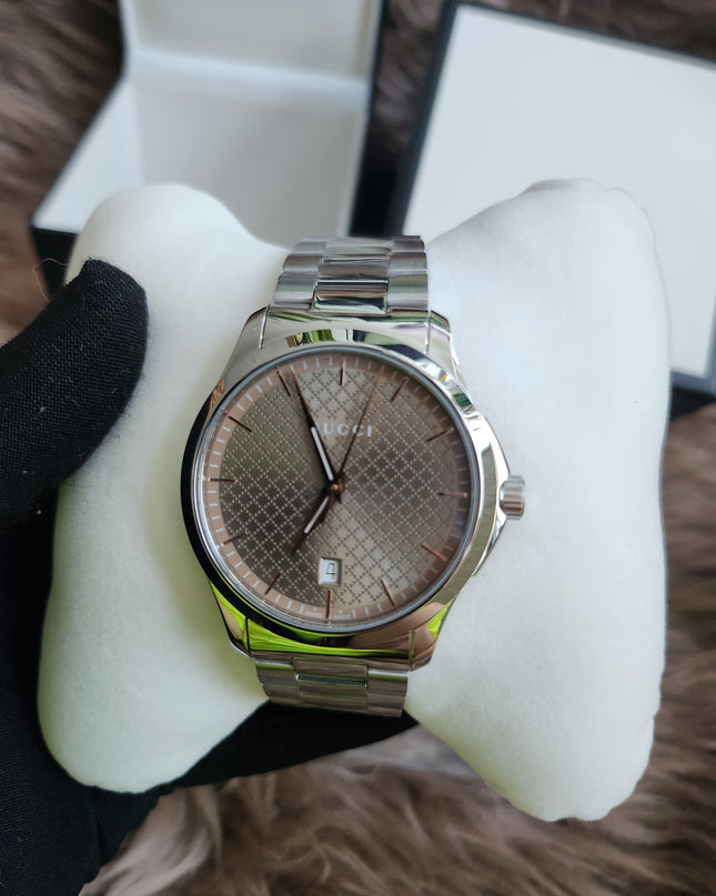 GUCCI Quartz watch/Analog/Stainless steel/BEG/SLV/SS/126.4