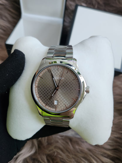 GUCCI Quartz watch/Analog/Stainless steel/BEG/SLV/SS/126.4