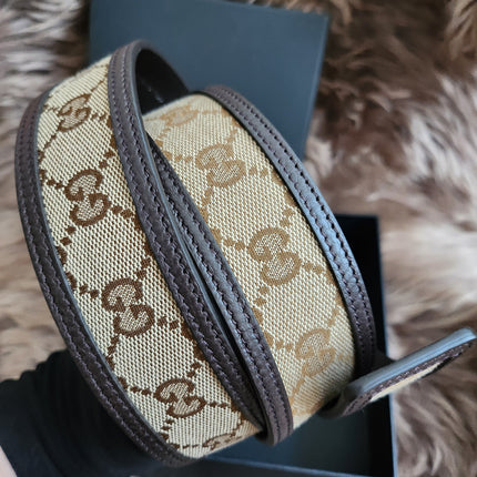 GUCCI GG SUPREME GUCCISSIMA CALFSKIN PALLADIUM BUCKLE BELT