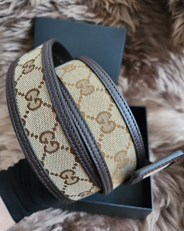 GUCCI GG SUPREME GUCCISSIMA CALFSKIN PALLADIUM BUCKLE BELT