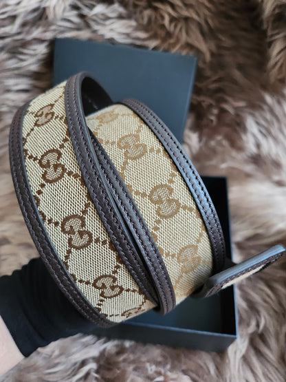 GUCCI GG SUPREME GUCCISSIMA CALFSKIN PALLADIUM BUCKLE BELT