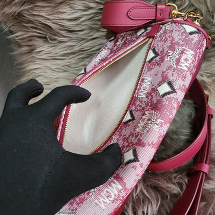 MCM Logo Engraved Visetos Jacquard Crossbody Bag