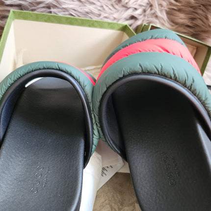 Gucci Web padded slide sandals 38