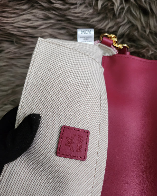 MCM Logo Engraved Visetos Jacquard Crossbody Bag
