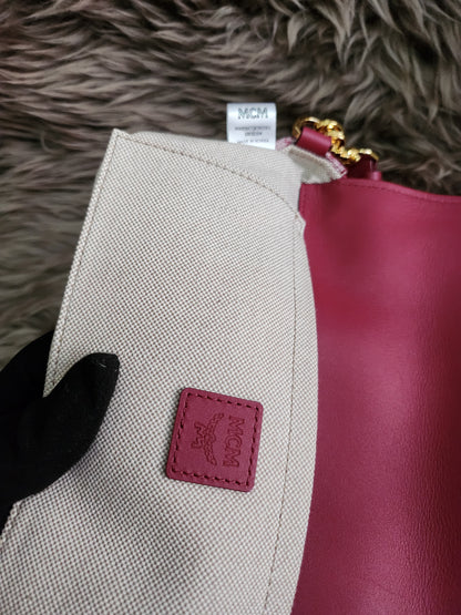 MCM Logo Engraved Visetos Jacquard Crossbody Bag