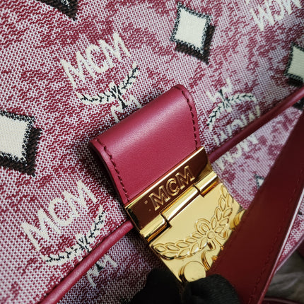 MCM Logo Engraved Visetos Jacquard Crossbody Bag