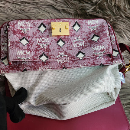 MCM Logo Engraved Visetos Jacquard Crossbody Bag