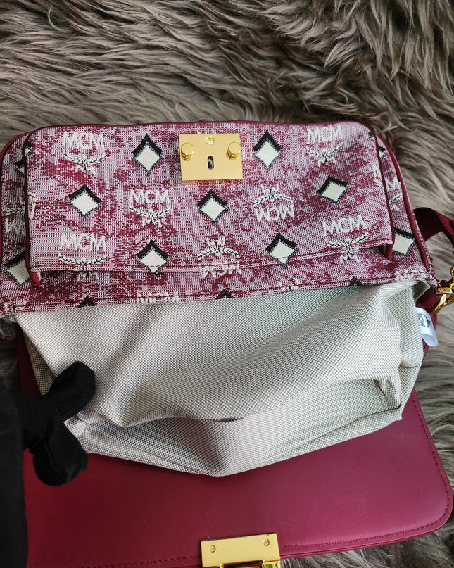 MCM Logo Engraved Visetos Jacquard Crossbody Bag