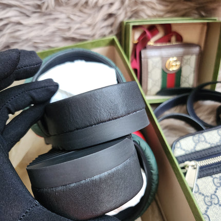Gucci Web padded slide sandals 38
