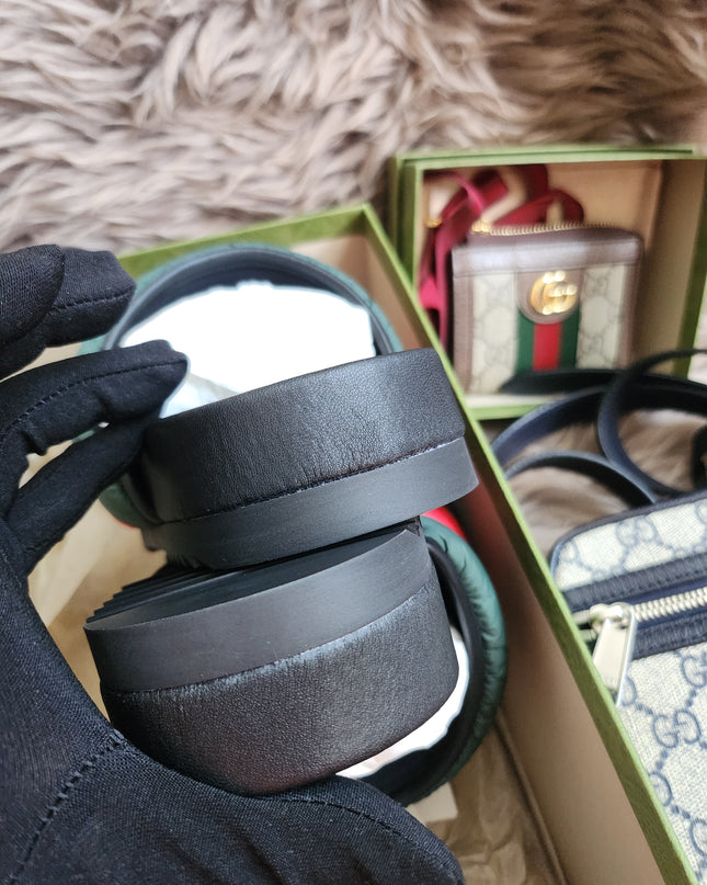 Gucci Web padded slide sandals 38
