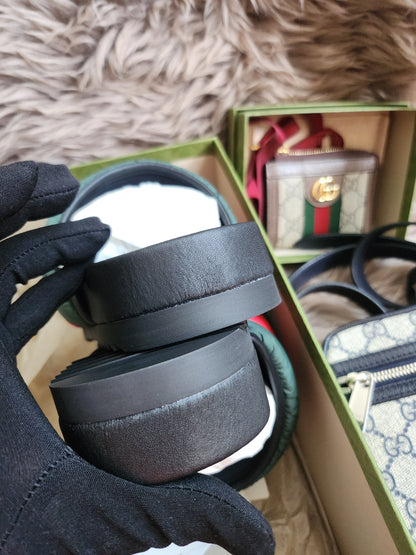 Gucci Web padded slide sandals 38