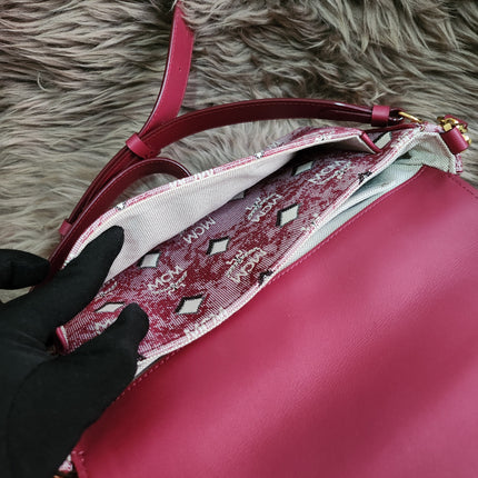 MCM Logo Engraved Visetos Jacquard Crossbody Bag