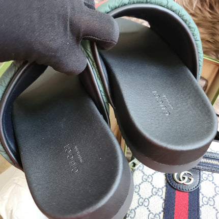 Gucci Web padded slide sandals 38
