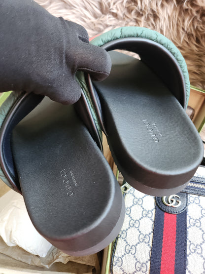 Gucci Web padded slide sandals 38