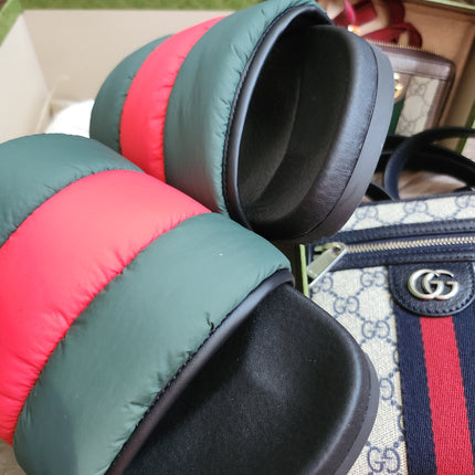 Gucci Web padded slide sandals 38