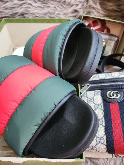 Gucci Web padded slide sandals 38