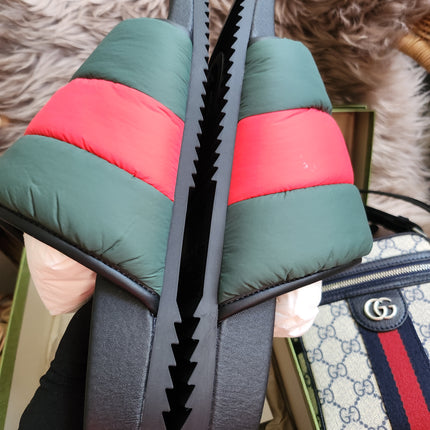 Gucci Web padded slide sandals 38