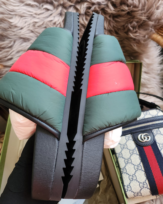 Gucci Web padded slide sandals 38