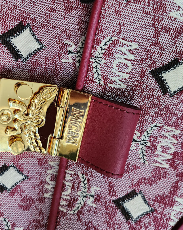 MCM Logo Engraved Visetos Jacquard Crossbody Bag