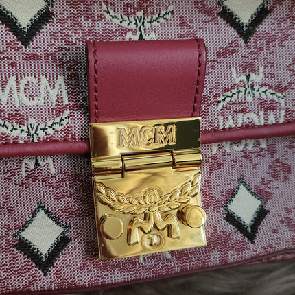 MCM Logo Engraved Visetos Jacquard Crossbody Bag