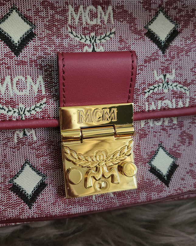 MCM Logo Engraved Visetos Jacquard Crossbody Bag
