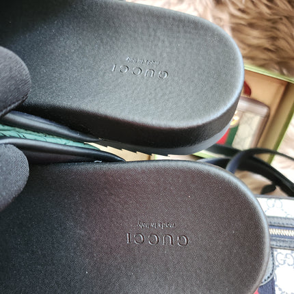 Gucci Web padded slide sandals 38