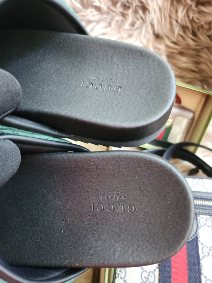 Gucci Web padded slide sandals 38