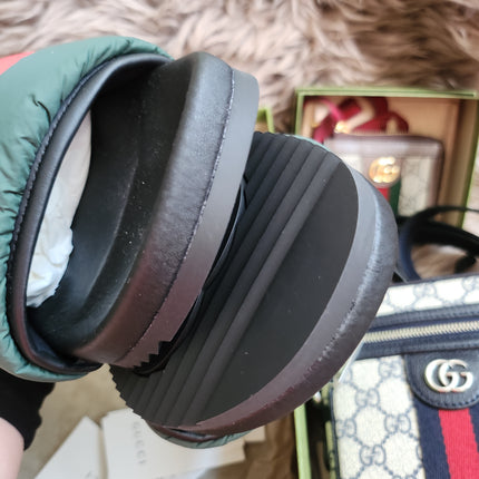 Gucci Web padded slide sandals 38