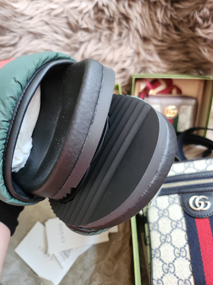 Gucci Web padded slide sandals 38