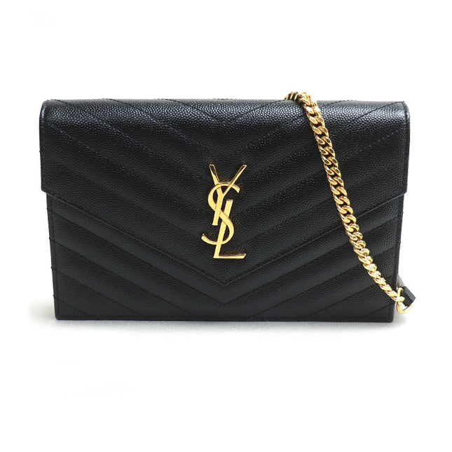 Preloved Authentic Rank A SAINT LAURENT Cassandra Chain Wallet Shoulder Bag