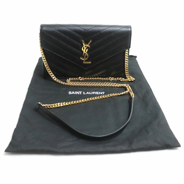 Preloved Authentic Rank A SAINT LAURENT Cassandra Chain Wallet Shoulder Bag