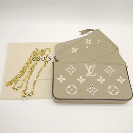 Preloved Authentic Louis Vuitton Pochette Felicie Monogram Empreinte Bicolor Tourterelle Creme