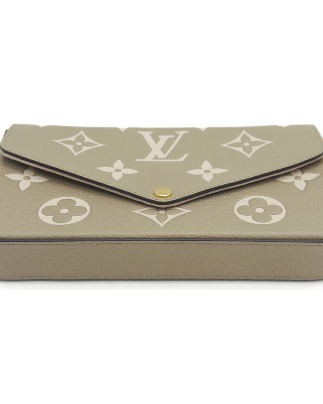 Preloved Authentic Louis Vuitton Pochette Felicie Monogram Empreinte Bicolor Tourterelle Creme