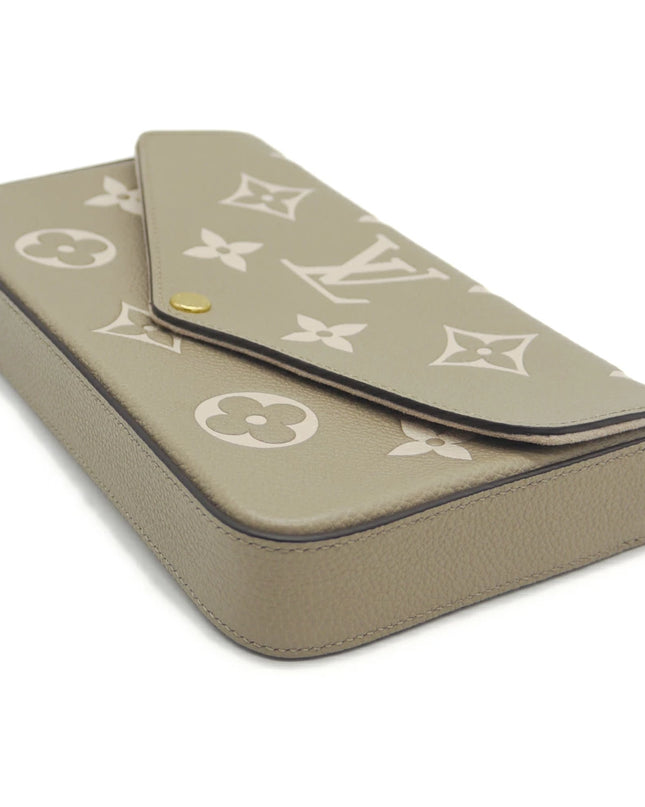 Preloved Authentic Louis Vuitton Pochette Felicie Monogram Empreinte Bicolor Tourterelle Creme