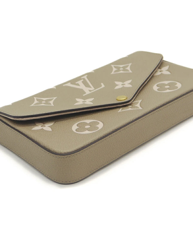 Preloved Authentic Louis Vuitton Pochette Felicie Monogram Empreinte Bicolor Tourterelle Creme